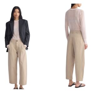 NWT Everlane Everywhere Pant Pleated Barrel Pants Linen Trench Coat Khaki Cream